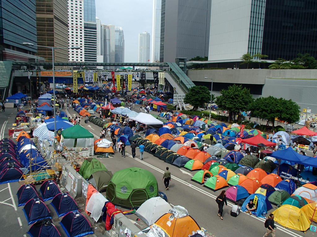 Occupy Central - near Pacific Place. The tent city has grown. 
